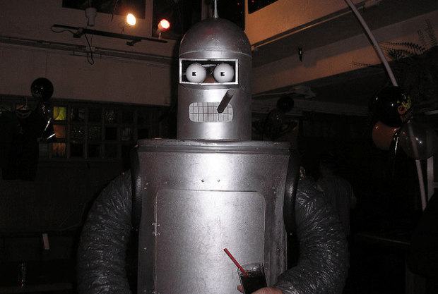 Bender Halloween Costume Made from Garbage Can