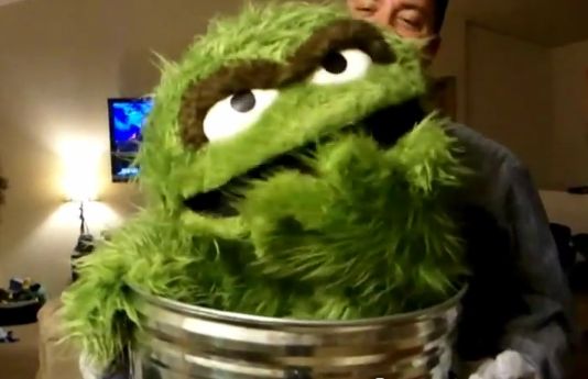 Oscar the Grouch from Garbage Can