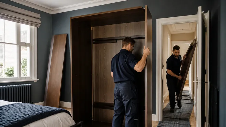 Large wardrobe prepared for removal from a Hammersmith home