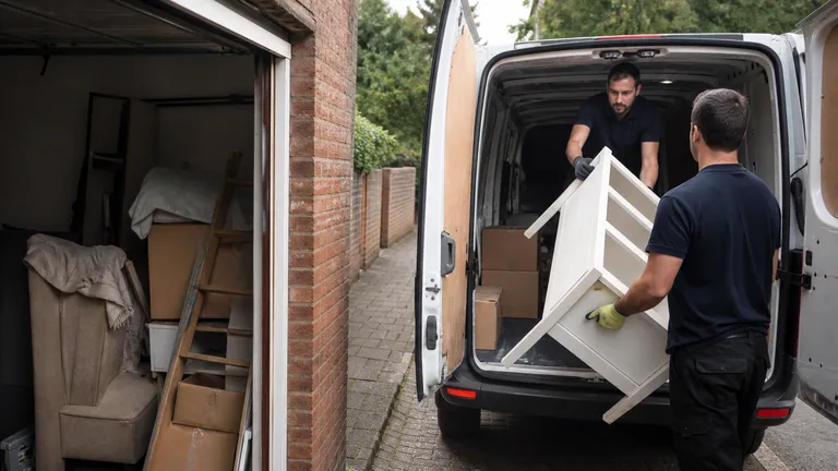 Household and garage items being loaded during a Chiswick clearance