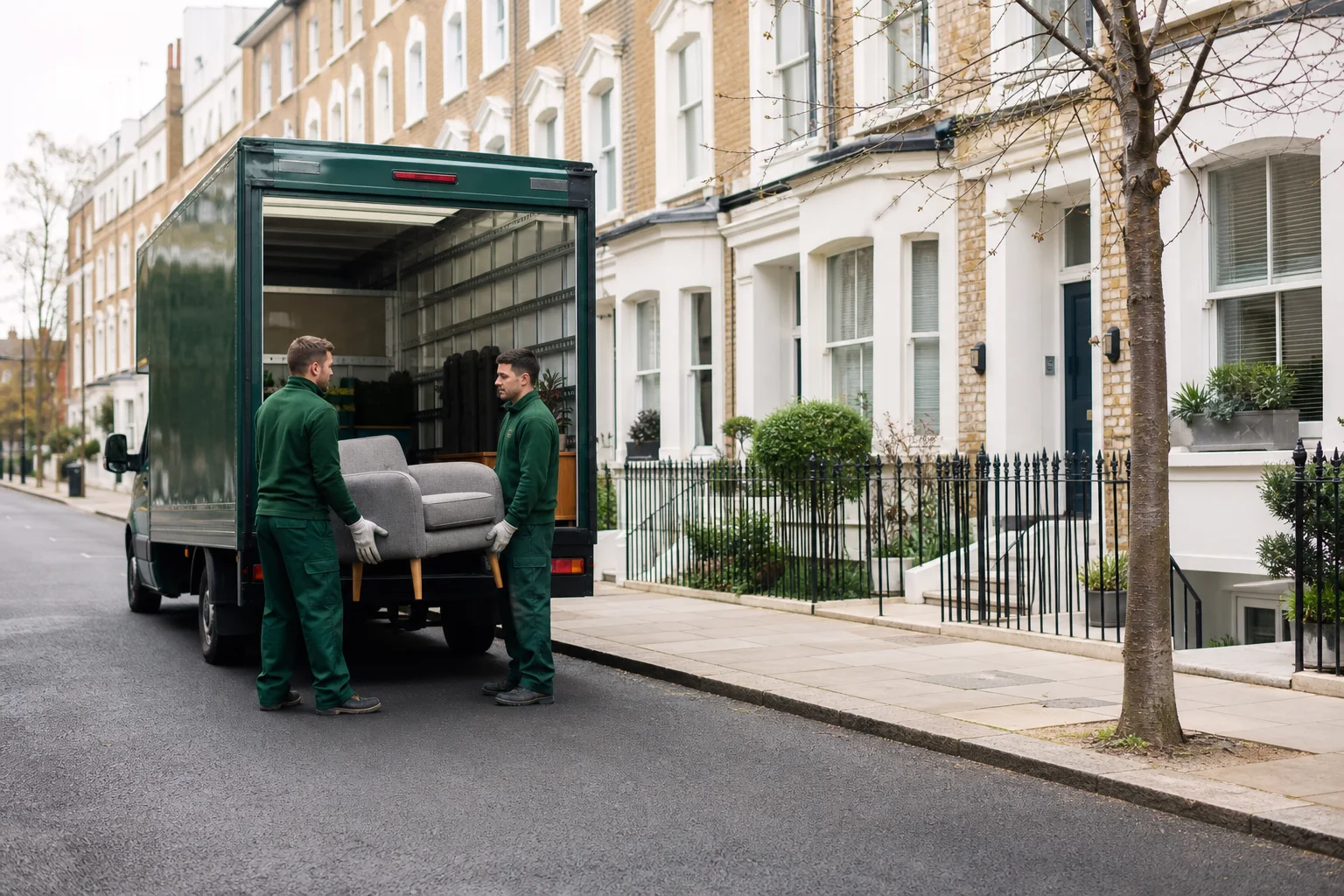 Rubbish Please team collecting furniture on a London residential street