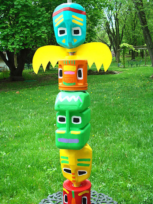 Totem Pole made of milk jugs