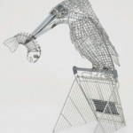A Kingfisher made entirely from shopping Trolley's
